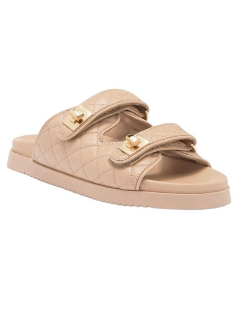Steve Madden Tan Leather Sandal Schmona Slide Clean Girl Resort Summer Size 8